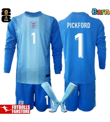 England Jordanien Pickford #1 Målvakt Hemmatröja Barn VM 2026 Långärmad (+ Korta byxor)